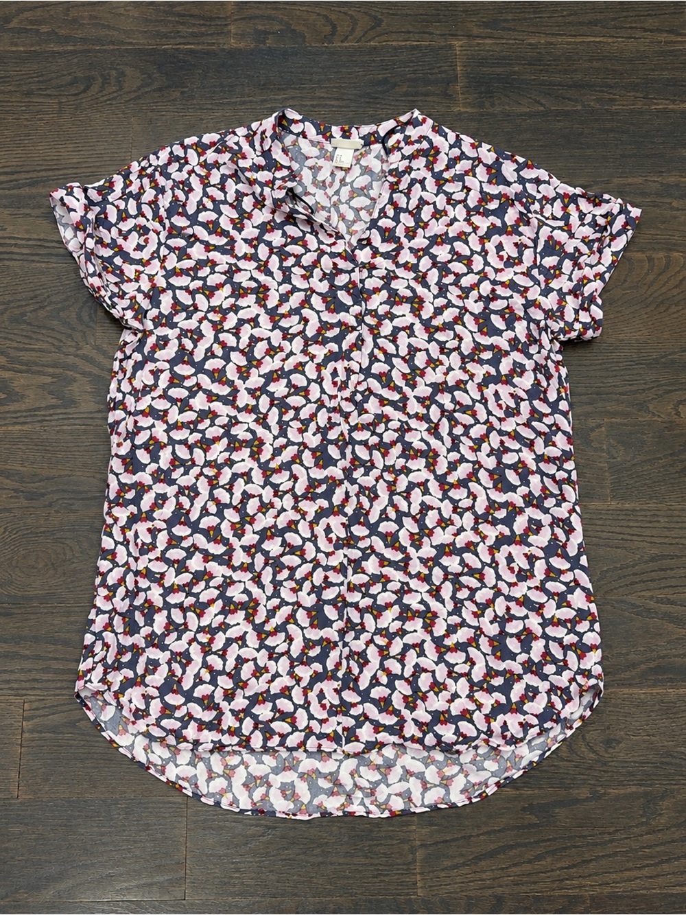 H&M Print Short Sleeve Tunic Dress - Pink